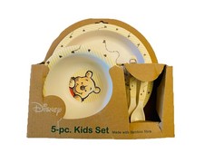 NEW Disney Winnie the Pooh 4pc Bamboo Dinnerware Fibre Set MISSING CUP