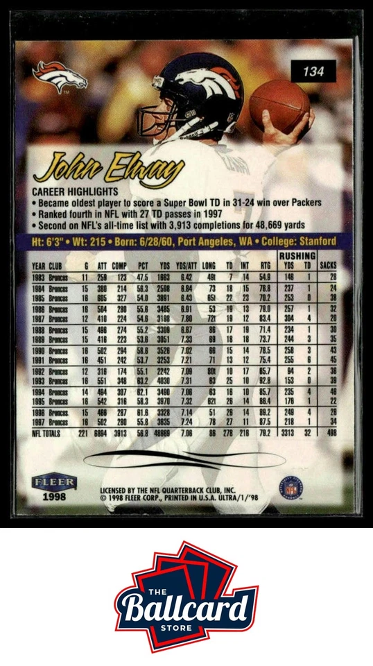 1998 Ultra #21SS John Elway - Image 2 of 2