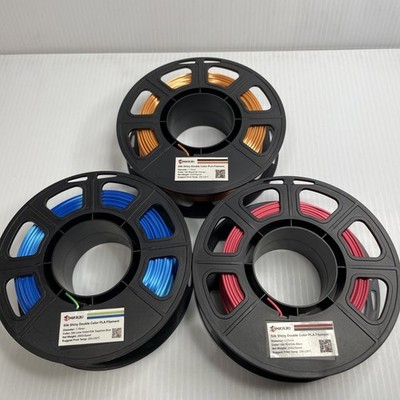 Mika3D 1.75mm Silk Shiny Double Color 3D Printer Filament 3-Partial Spools