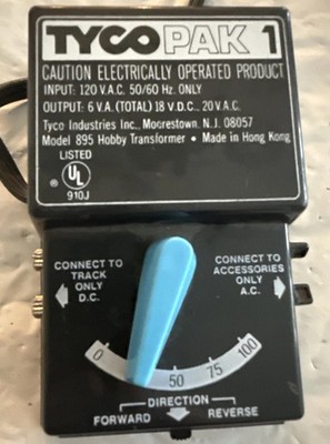 TYCO Pak 1 Model 895 Hobby Transformer 120 VAC 50/60 Hz, 6 VA 18 VDC 20 VAC
