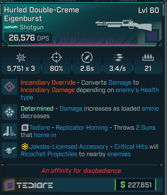 Borderlands 4 EIGENBURST SHOTGUN  FIRE OR REPLICATOR-HOMING JAKOBS RIPPER MAG