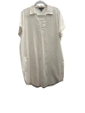 SAKS Fifth Ave Rolled Cuff 109% Linen A-line Dress Size Xl