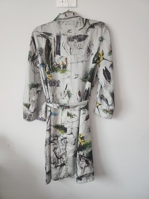 Zara Basic Women's Multicolor Nature Print Belted Shirt Dress 3/4 Sleeve S
