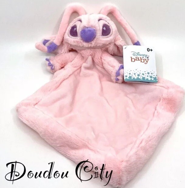 Doudou mouchoir Angel Stitch Disney Baby premier câlin rose