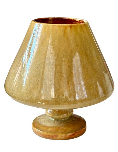 Haeger Pottery Mid Century Gold Glazed Pedestal “Mushroom” Planter Vase Compote - Picture 3 of 7