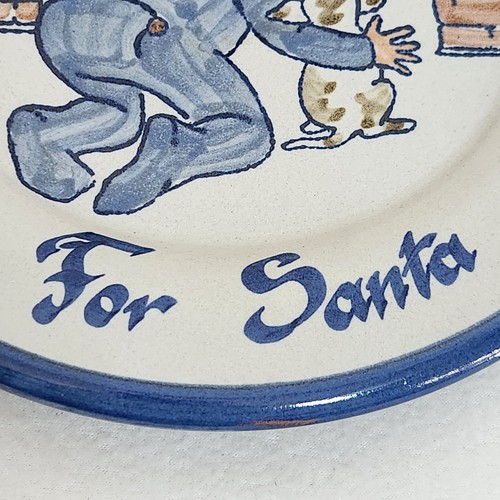 Louisville Stoneware COOKIES FOR SANTA Christmas Plate Girl Dog Look to Chimney - Picture 4 of 8
