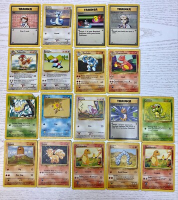 Pokémon Base Set Konvolut, 24 einzigartige Karten, insgesamt 34 Karten, stark bespielt