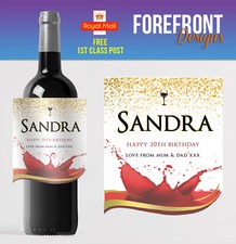 Personalised Red wine bottle label -  PERFECT VALENTINES GIFT/PRESENT