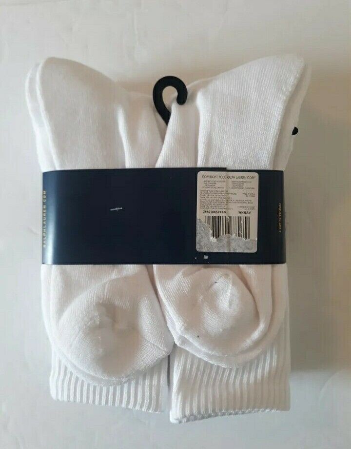SAOLA Polo Ralph Lauren Uomo Calze Sportive Classiche Crew Suola Imbottita 6 Paia Nuove