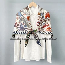 Sallys Jacquard 70% Cashmere 30% Silk Wrap Tribal Print 2 Face Shawl Scarf 43"