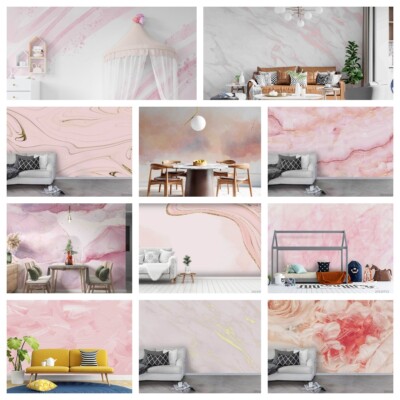 3D Marble Texture Pink Self-adhesive Wallpaper Removable Wallpaper Wall Mural