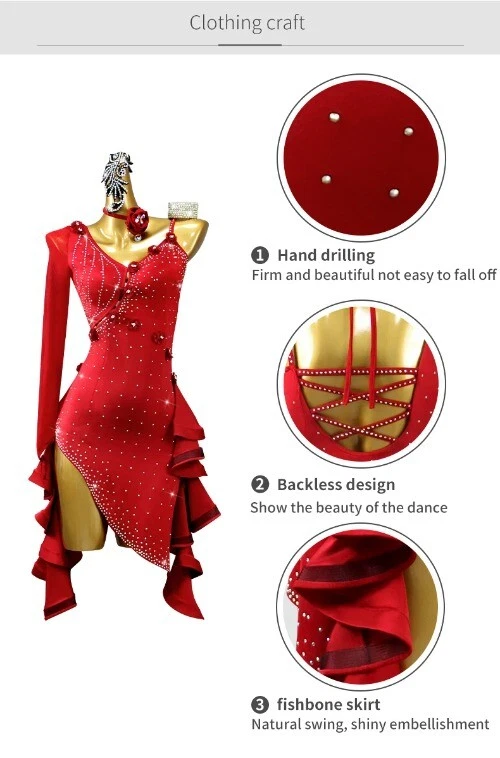 VETEMENTS Costume abbigliamento pratica danza latina vestiti bambina competizione gonna top festa