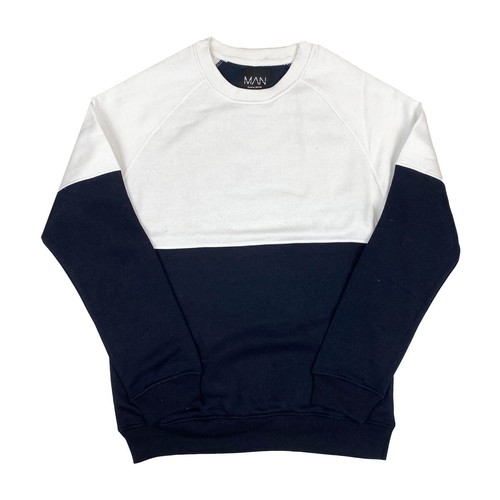 Sweatshirt & Shorts Mens Boohoo Man Set Colour Block in Navy Blue RRP £45 - Picture 3 of 13