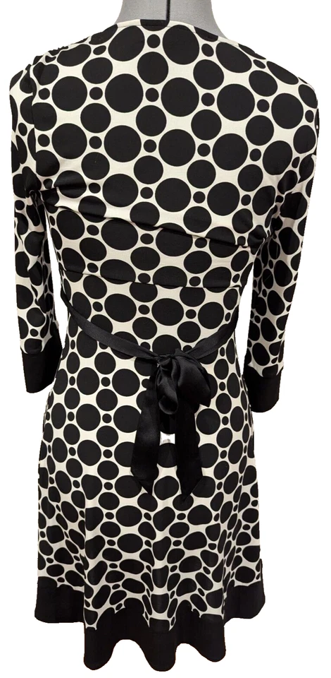 Vestido de malha INC tamanho S bolinhas Jersey com faixa de seda Carreer Office retrô clássico - Imagem 2 de 4