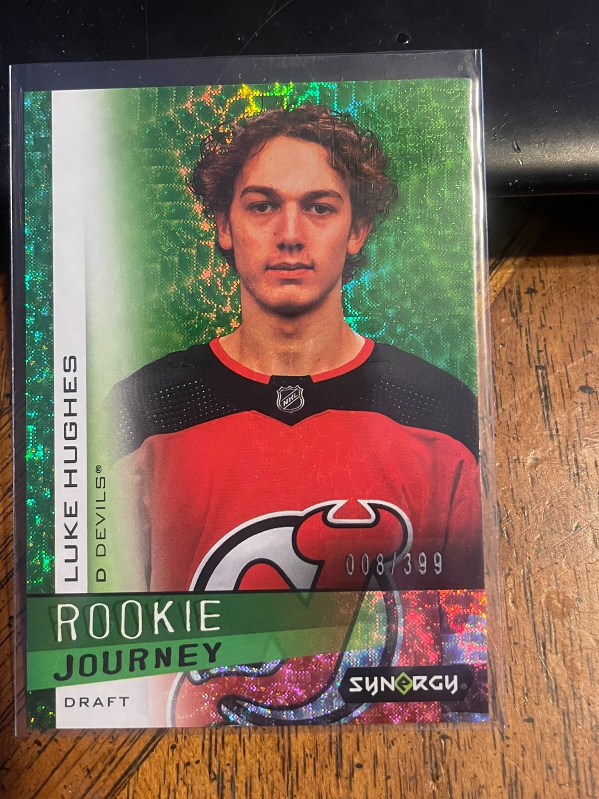 2023-24 UD Synergy Rookie Journey DRAFT GREEN #RJ-2 Luke Hughes #'d 008/399