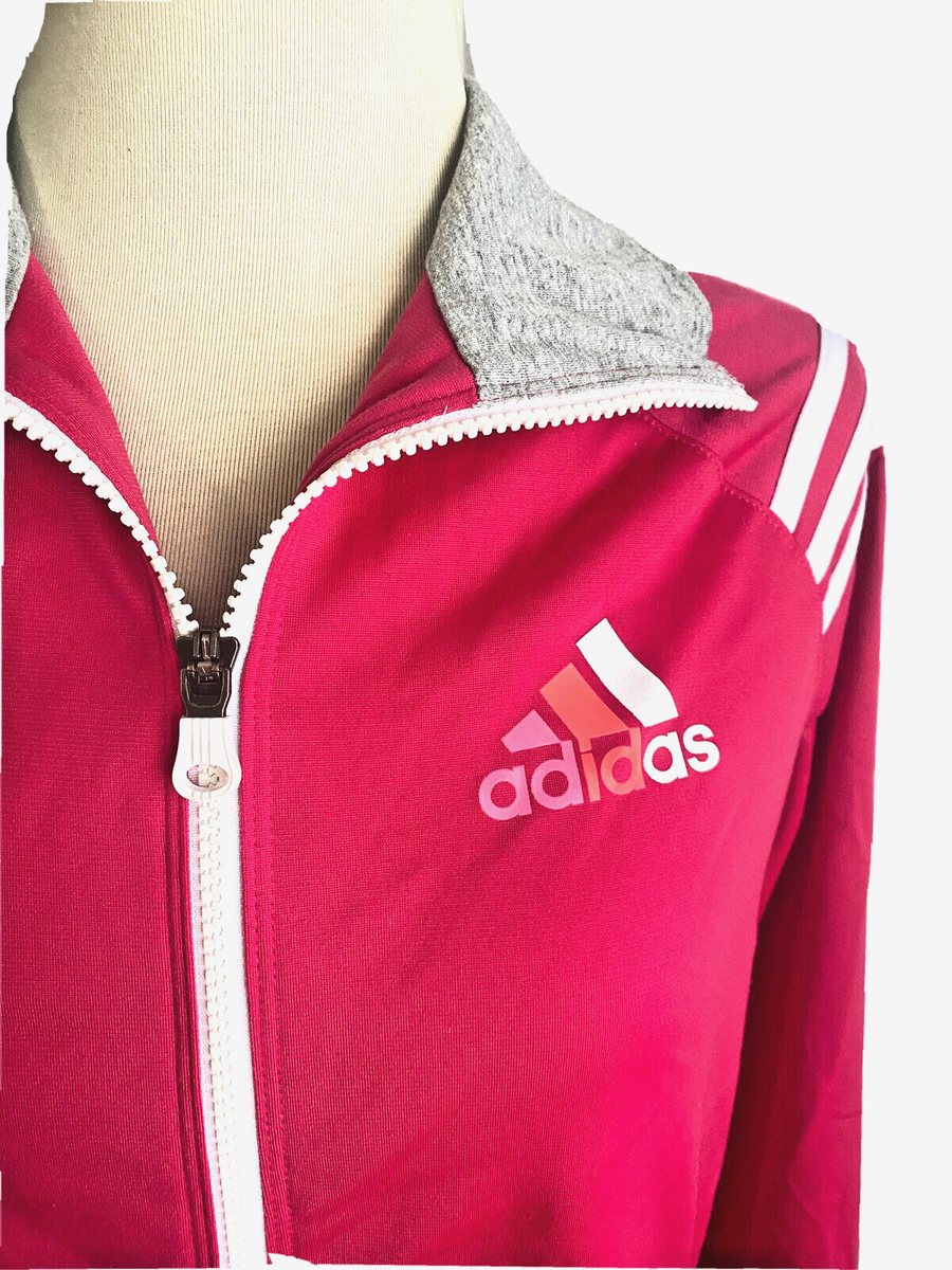 Adidas Size M Climalite Hot Pink Track Jacket Full Zip Thumb Holes