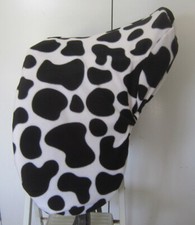 Horse Saddle  Dressage size cover in Black/White Cow FREE EMBROIDERY Aussie Made