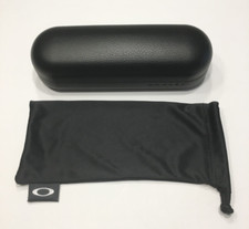 OAKLEY Sunglasses Case Hard Side Black Pebbled Leather w/Microfiber Cloth Bag