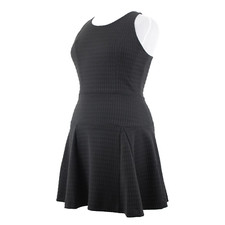 Banana Republic Sz 12 Black Textured Sleeveless Ruffle Polyester Spandex Dress