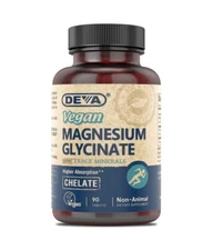 DEVA VEGAN MAGNESIUM GLYCINATE w/ Trace Minerals, 90 Tabs