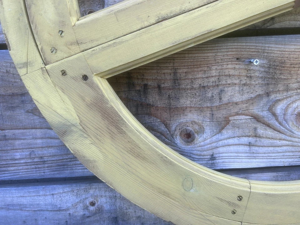 80cm Fenêtre Ronde Ancienne Demi Cercle Lune Imposte Sphère Château Rénovation - Photo 3/4