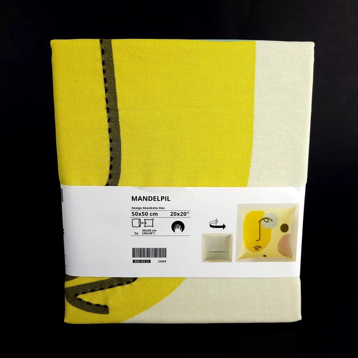 抽象画　絵画　IKEA  MADE IN CANADA Ikea Mandelpil Cushion Cover Handmade / Face Abstract