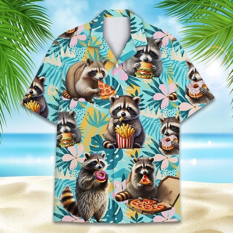 Raccoon Eating Hawaiian Shirt Men Women, Women Raccoon Shirt, Funny