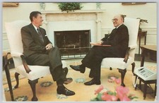 Ronald Reagan President Vintage Postcard Menachem Begin Israel