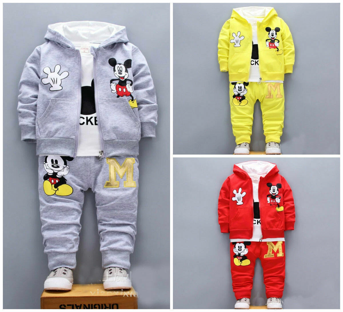 Disney Mickey Minnie Mouse Boys Girls Clothing Top Sweatershirt+Pants 2 pcs  Kids Clothes Suit Children Costume