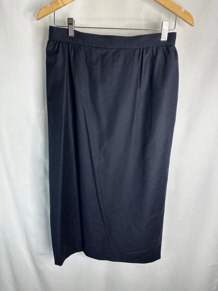 Vintage Roma FENDI 365 Black Pencil Skirt Sz 29 Waist Wool Knee Length A5