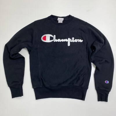 Champion Reverse Weave GF70 BKC Sweatshirt Mens XS Black Cotton