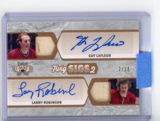 2021-22 Leaf Lumber GUY LAFLEUR / LARRY ROBINSON Dual AUTO GAME-USED STICK 2/15