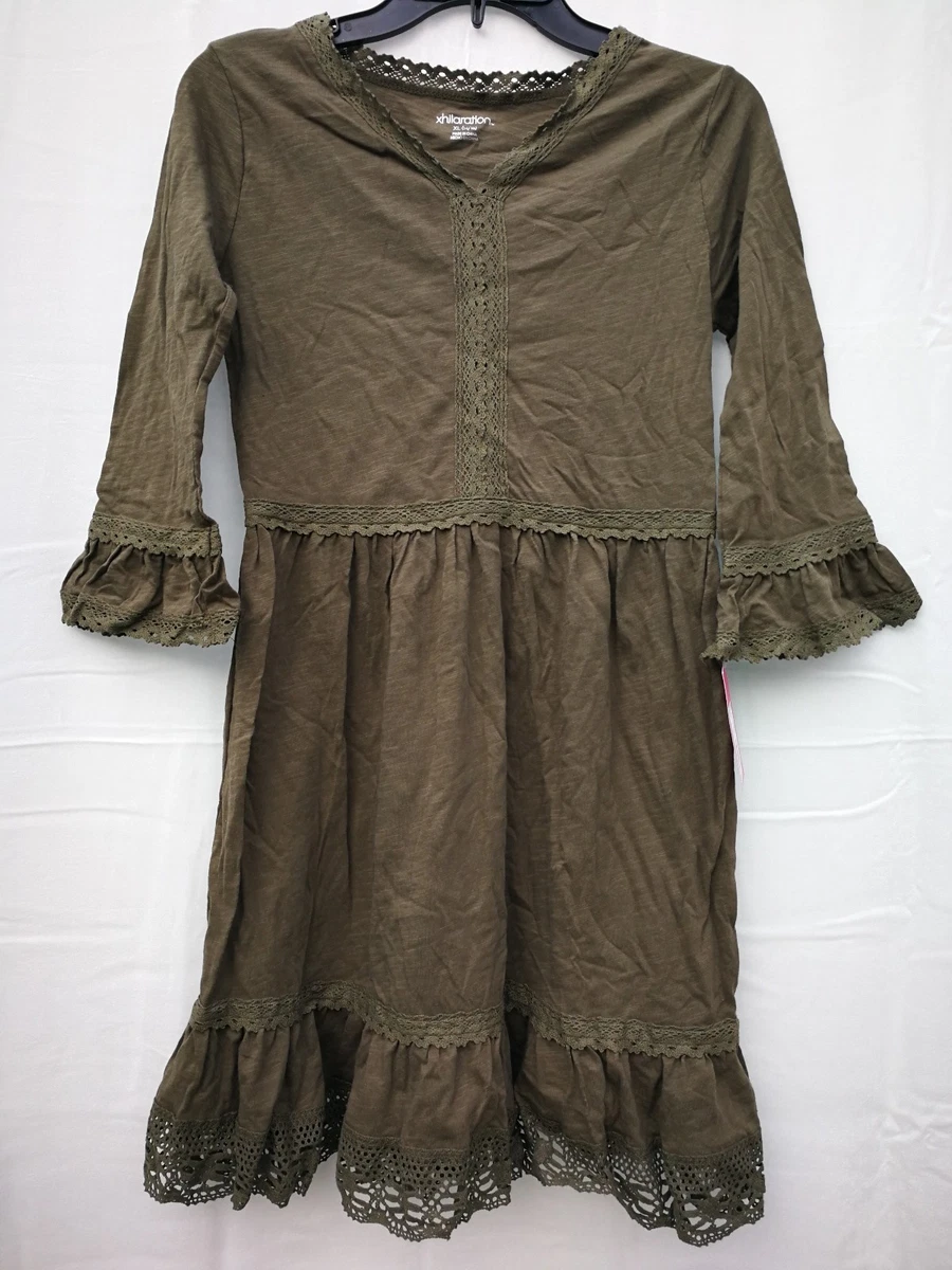 xhilaration green dress Women's Long Sleeve V-Neck Wrap Sweater Knit Mini Dress main image 1