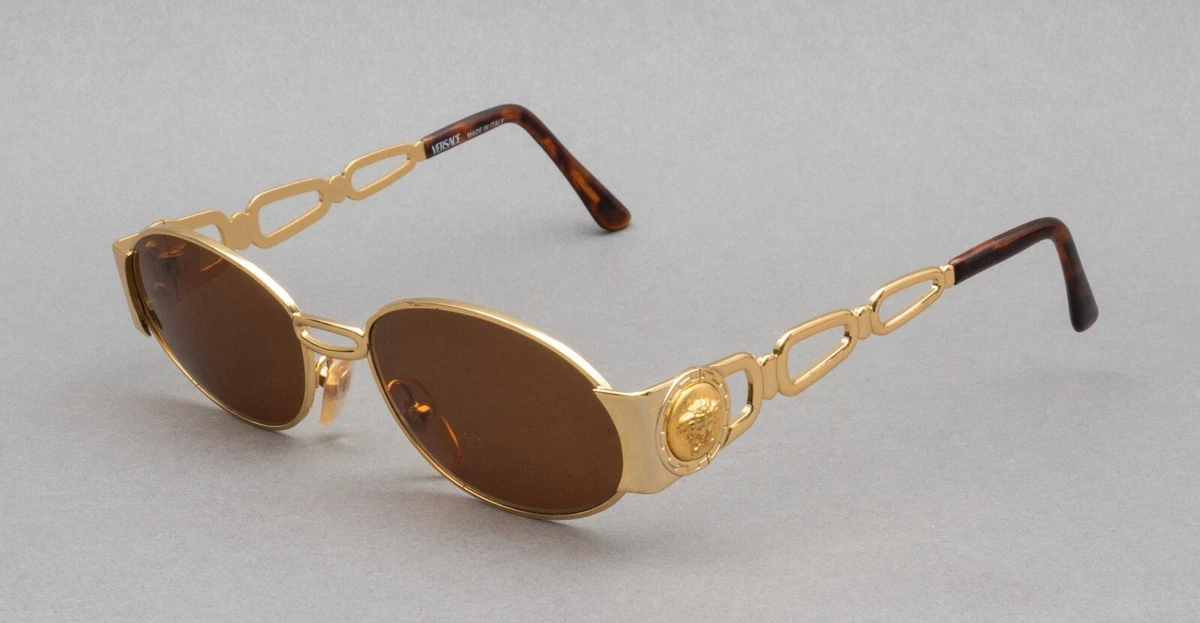 Gianni Versace Mod S34 Col 030 Gold Vintage Medusa Sunglasses Italy NOS Read