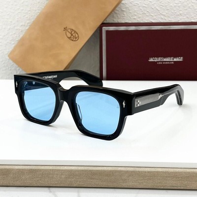 JACQUES MARIE MAGE ENZO Handcrafted Square Sunglasses Unisex - Black Blue 51 23