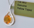 GENUINE 1.96 Cts YELLOW TOPAZ PENDANT 10K  SOLID WHITE GOLD - Free Appraisal — photo 3