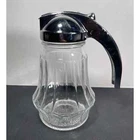 Vintage Hazel Atlas Federal Tool Corp Glass Syrup Pitcher with Chrome Lid