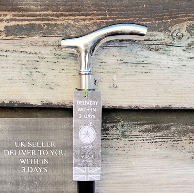 Klassischer faltbarer schwarzer Gehstock aus Holz mit silbernem Derby-Griff Hafenstock