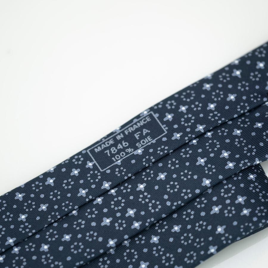 HERMES ネイビー HERMES Neck tie Silk Navy Blue Logo japan seller N1214 21