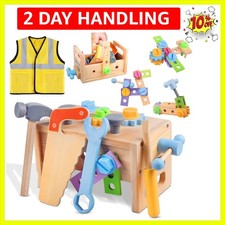 Wooden Kids Tool Set, 30pcs Toy Tools for Toddlers with Vest, Tool Kit Toddle...