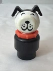 Vintage Fisher Price Little People Black Plastic "Lucky" Dog With Red Collar