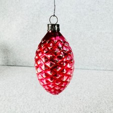 Red Mercury Glass Pinecone Ornament Christmas 3.5 in Pre WWII US of A