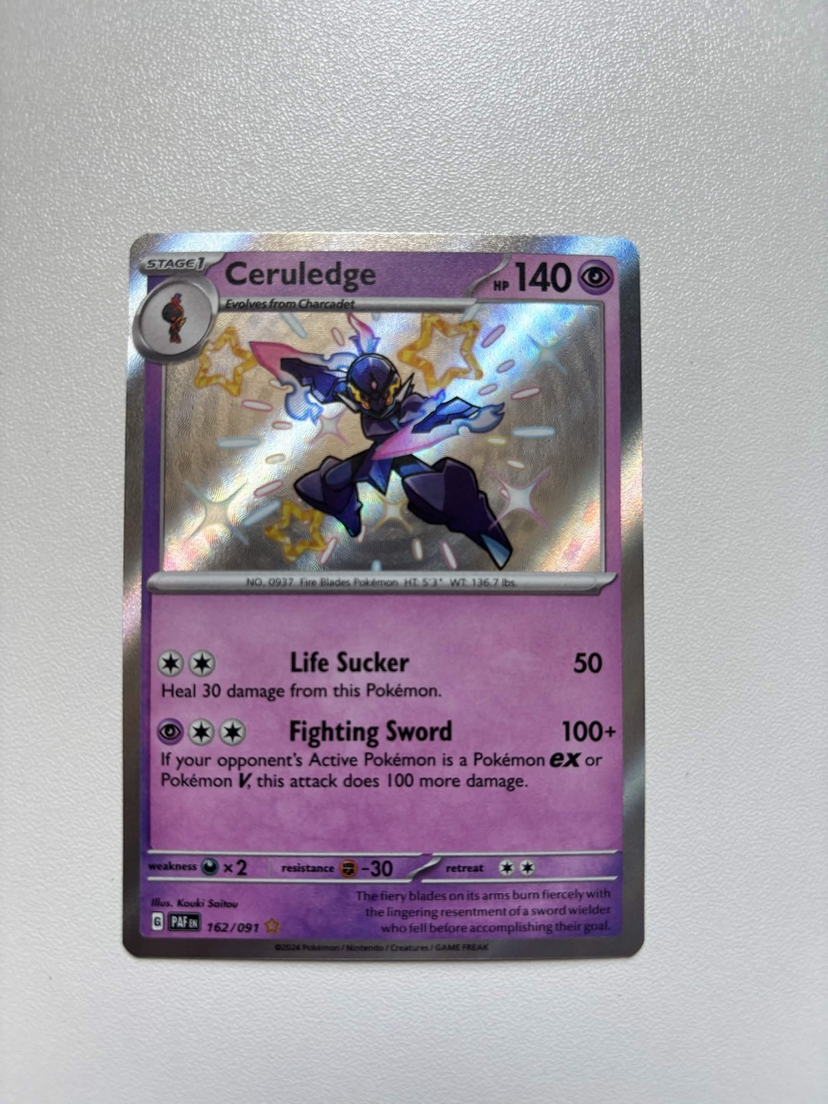 Pokemon Ceruledge 162/091 Near Mint Shiny Rare Paldean Fates