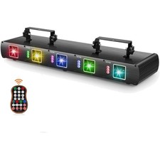 Stage Laser Light, 5 Beam Sound Activated DJ Party Lights RGBYC LED Music Pro...