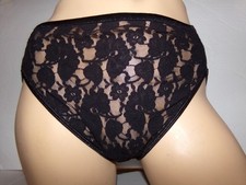 Vintage Vanity Fair No Tag Sheer Nylon Floral Lace Hi Cut Bikini Panties M