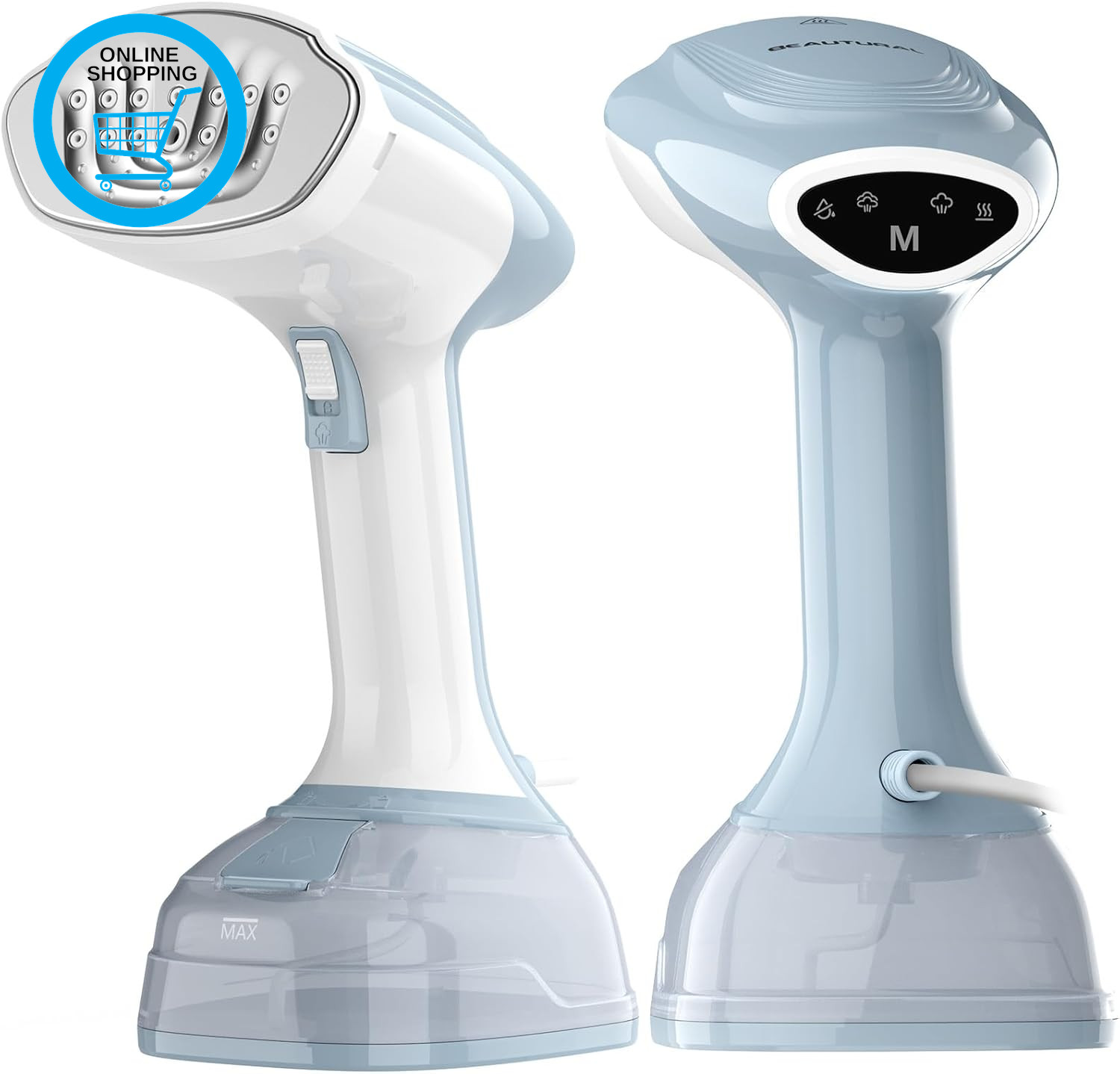 Portable Garment Steamer for Travel & Home Use, 25-Second Fast Heat-Up, 2 Steam