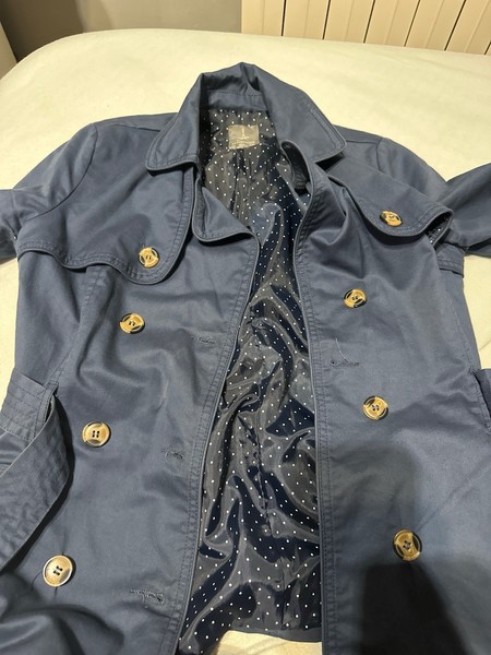 Trench Coat Azul Marino Atmosphere Gabardina Forro Lunares