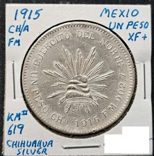 1915 Chihuahua Mexico Revolutionary Un One 1 Peso Nice Pancho Villa