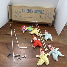 Vintage An EDEN Musical Crib Mobile Musical Plush Clowns Muticolor
