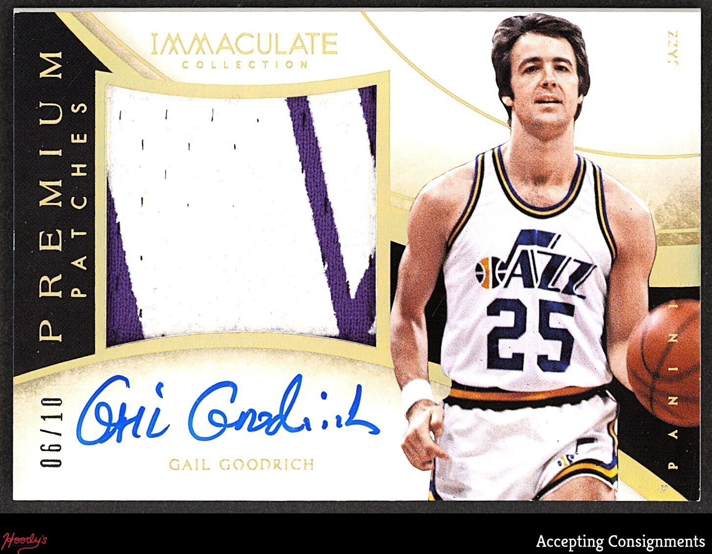 2013-14 Immaculate Premium Gold #55 Gail Goodrich GAME-USED PATCH AUTO 06/10 view 1